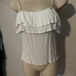White Ruffled Women's Top